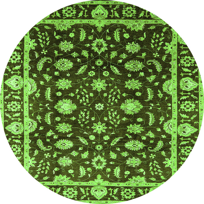 Round Oriental Green Traditional Rug, urb868grn