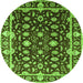 Round Oriental Green Traditional Rug, urb868grn