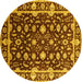 Round Oriental Yellow Traditional Rug, urb868yw
