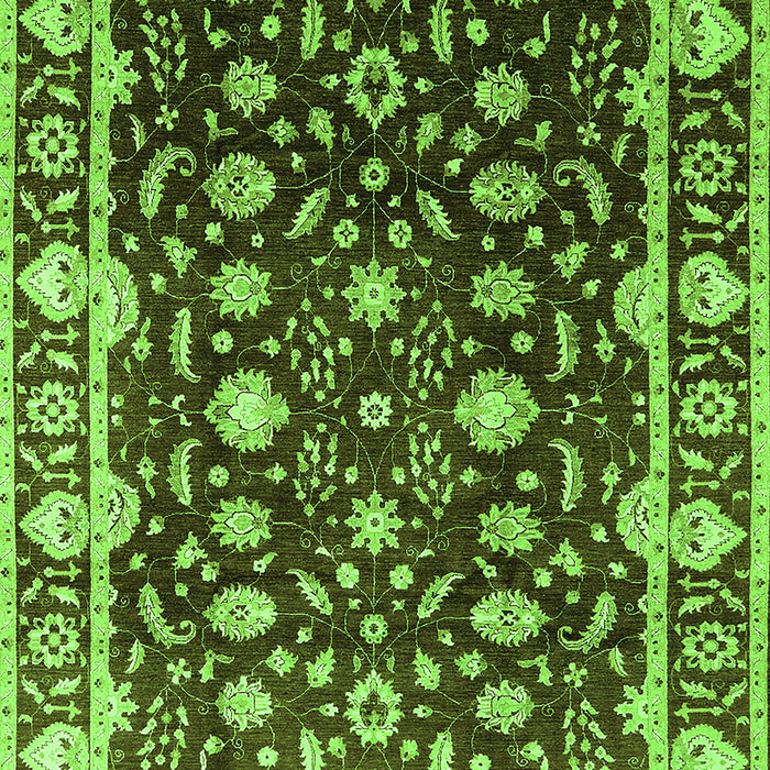 Machine Washable Oriental Green Traditional Area Rugs, wshurb868grn