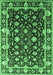 Machine Washable Oriental Emerald Green Traditional Area Rugs, wshurb868emgrn