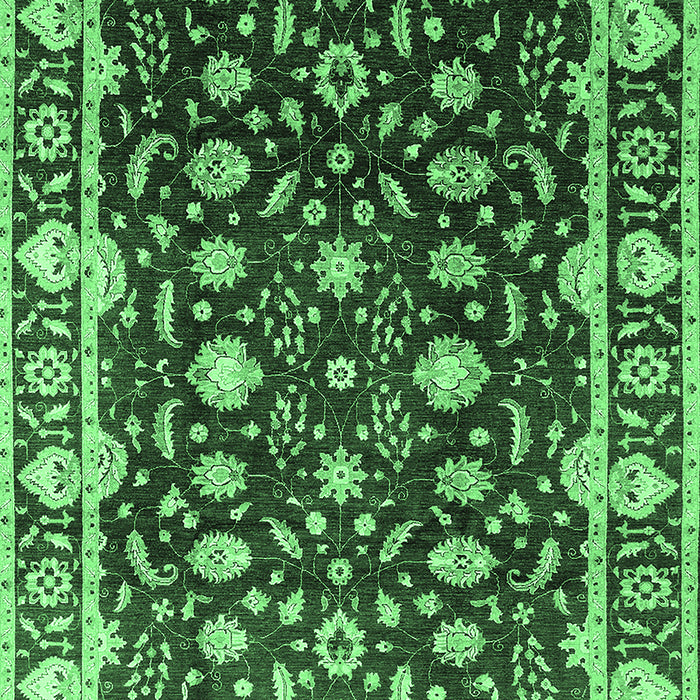Machine Washable Oriental Emerald Green Traditional Area Rugs, wshurb868emgrn