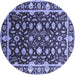 Round Machine Washable Oriental Blue Traditional Rug, wshurb868blu