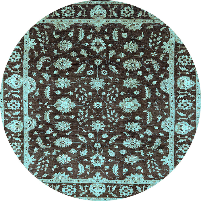 Round Oriental Light Blue Traditional Rug, urb868lblu
