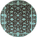 Round Oriental Light Blue Traditional Rug, urb868lblu
