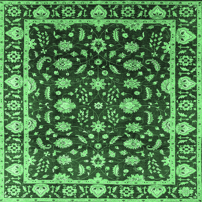Square Machine Washable Oriental Emerald Green Traditional Area Rugs, wshurb868emgrn