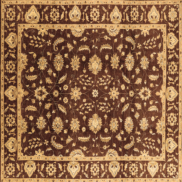 Square Oriental Brown Traditional Rug, urb868brn