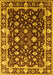 Machine Washable Oriental Yellow Traditional Rug, wshurb868yw