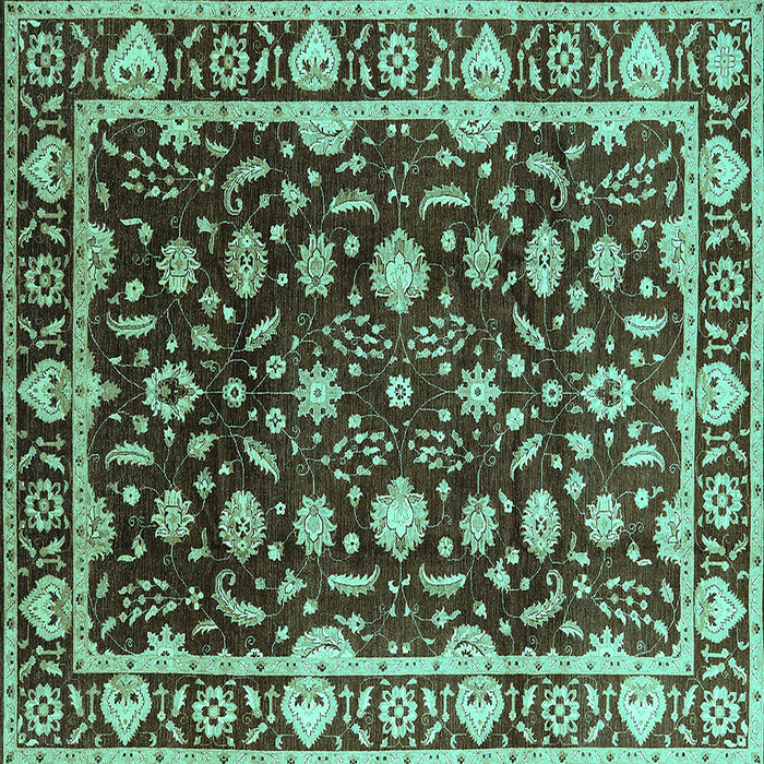 Square Oriental Turquoise Traditional Rug, urb868turq