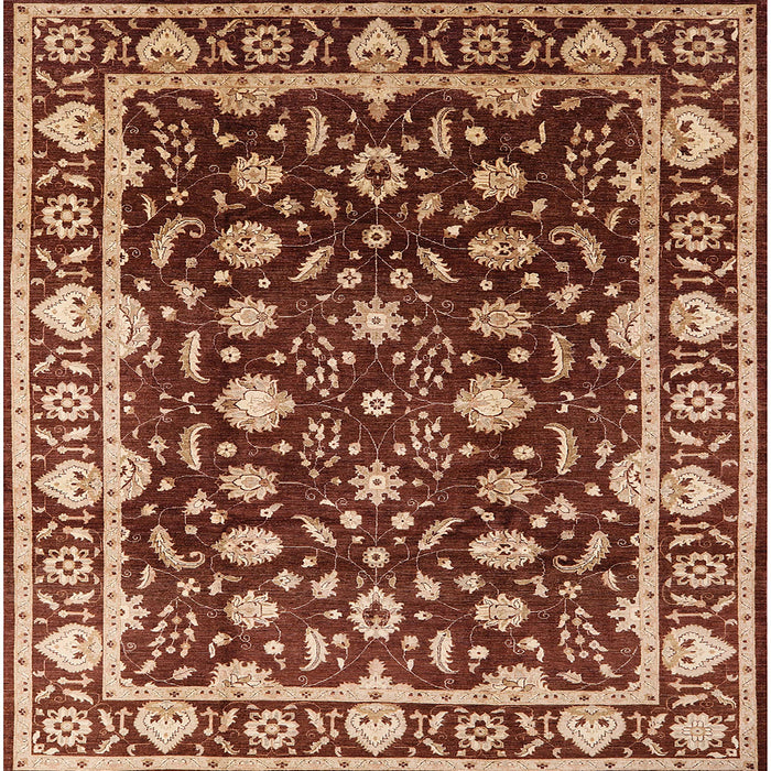 Square Mid-Century Modern Brown Sand Brown Oriental Rug, urb868