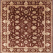 Square Mid-Century Modern Brown Sand Brown Oriental Rug, urb868