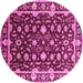 Round Oriental Pink Traditional Rug, urb868pnk