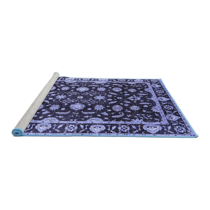 Sideview of Machine Washable Oriental Blue Traditional Rug, wshurb868blu
