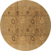 Round Oriental Brown Industrial Rug, urb869brn