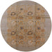 Round Mid-Century Modern Gold Brown Oriental Rug, urb869