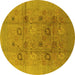 Round Oriental Yellow Industrial Rug, urb869yw