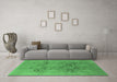 Machine Washable Oriental Emerald Green Industrial Area Rugs in a Living Room,, wshurb869emgrn