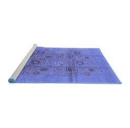 Sideview of Machine Washable Oriental Blue Industrial Rug, wshurb869blu