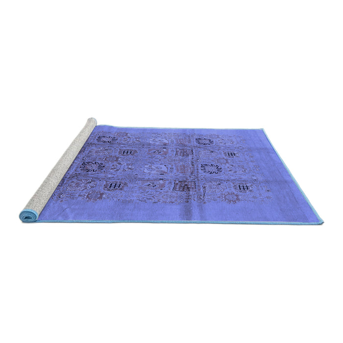 Sideview of Machine Washable Oriental Blue Industrial Rug, wshurb869blu