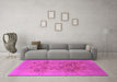 Machine Washable Oriental Pink Industrial Rug in a Living Room, wshurb869pnk