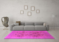 Machine Washable Oriental Pink Industrial Rug, wshurb869pnk