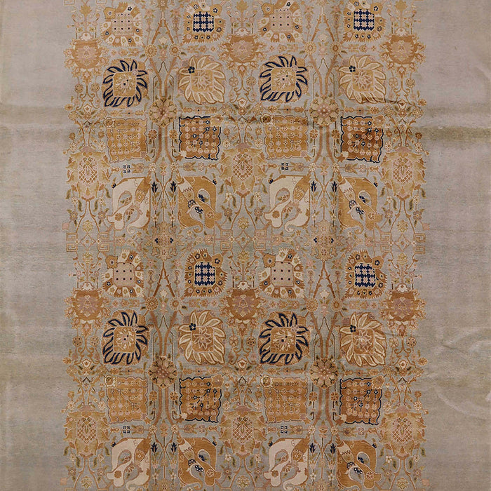 Mid-Century Modern Gold Brown Oriental Rug, urb869