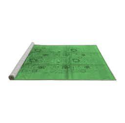 Sideview of Machine Washable Oriental Emerald Green Industrial Area Rugs, wshurb869emgrn