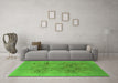 Machine Washable Oriental Green Industrial Area Rugs in a Living Room,, wshurb869grn