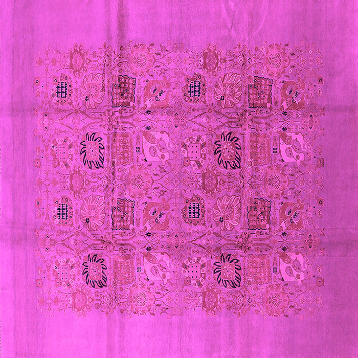 Square Machine Washable Oriental Pink Industrial Rug, wshurb869pnk