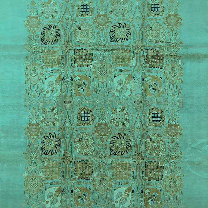 Machine Washable Oriental Turquoise Industrial Area Rugs, wshurb869turq
