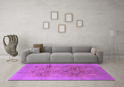 Machine Washable Oriental Purple Industrial Area Rugs in a Living Room, wshurb869pur