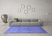 Machine Washable Oriental Blue Traditional Rug in a Living Room, wshurb870blu