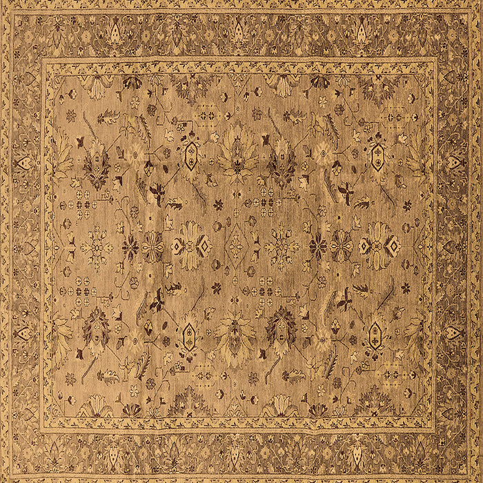 Square Machine Washable Oriental Brown Traditional Rug, wshurb870brn