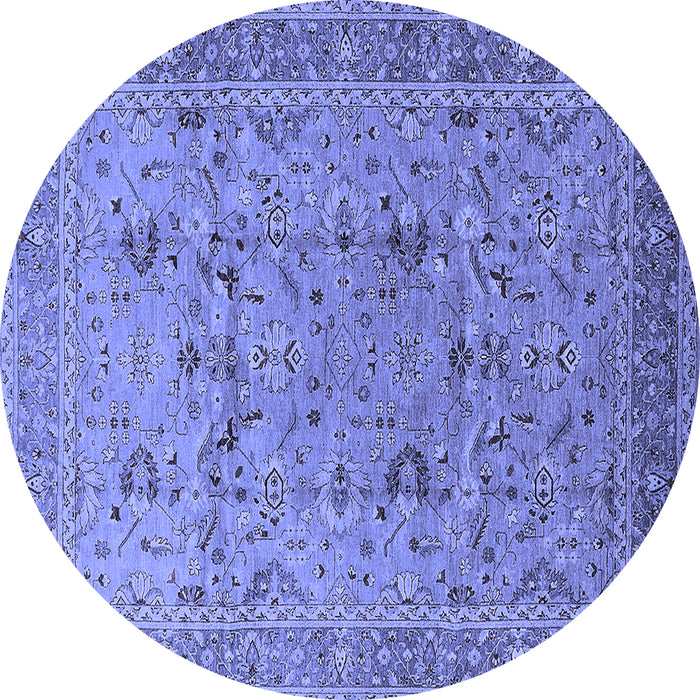 Round Oriental Blue Traditional Rug, urb870blu