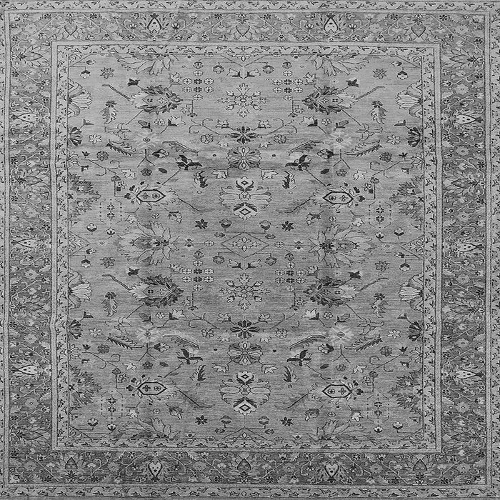 Square Machine Washable Oriental Gray Traditional Rug, wshurb870gry