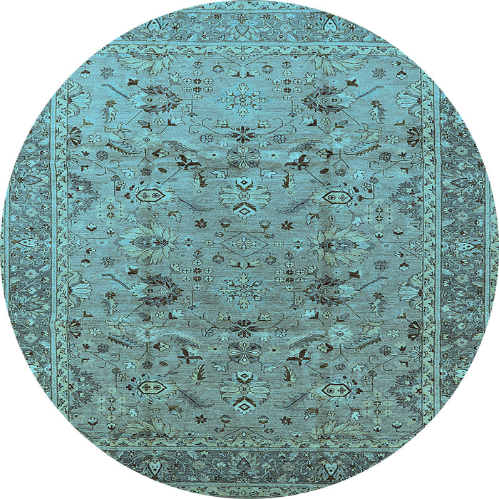 Round Oriental Light Blue Traditional Rug, urb870lblu