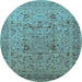 Round Oriental Light Blue Traditional Rug, urb870lblu