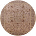Round Mid-Century Modern Sienna Brown Oriental Rug, urb870
