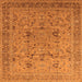 Square Machine Washable Oriental Orange Traditional Area Rugs, wshurb870org