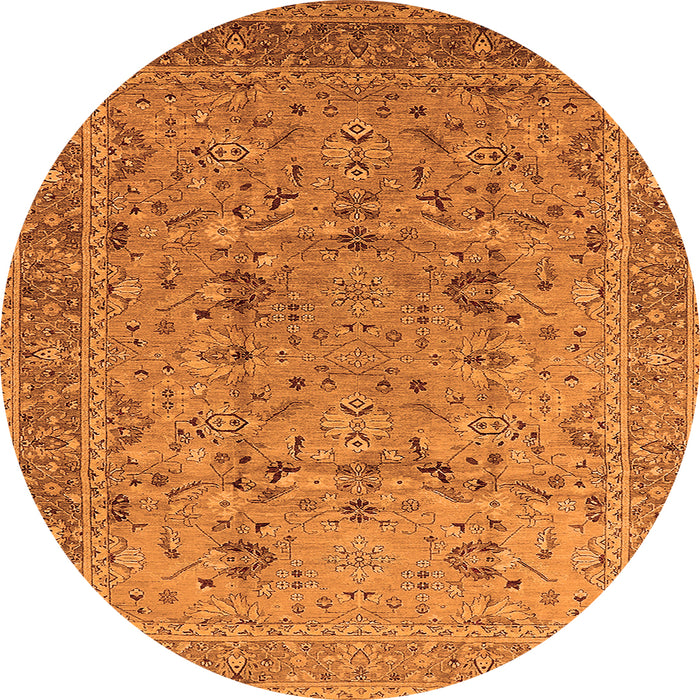 Round Oriental Orange Traditional Rug, urb870org