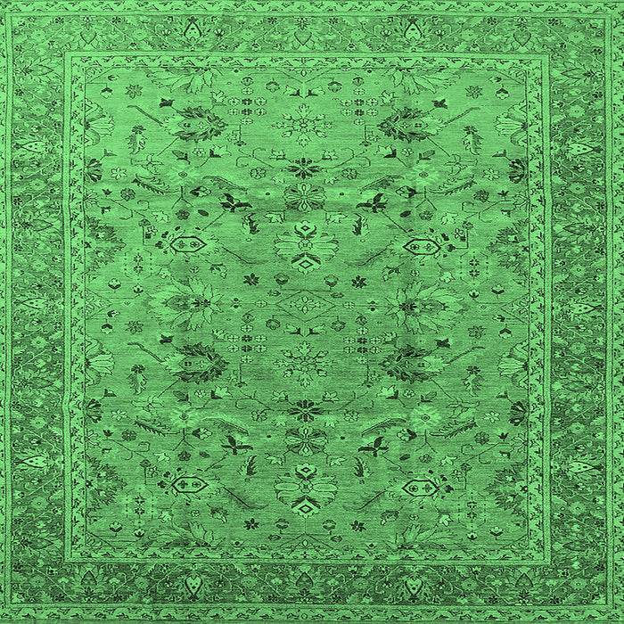 Square Machine Washable Oriental Emerald Green Traditional Area Rugs, wshurb870emgrn