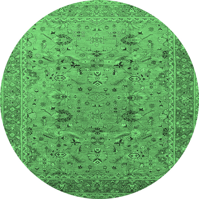 Round Oriental Emerald Green Traditional Rug, urb870emgrn