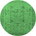 Round Oriental Emerald Green Traditional Rug, urb870emgrn