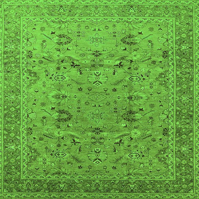 Square Machine Washable Oriental Green Traditional Area Rugs, wshurb870grn