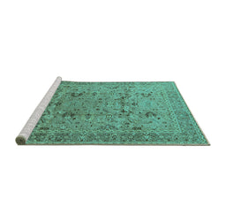 Sideview of Machine Washable Oriental Turquoise Traditional Area Rugs, wshurb870turq