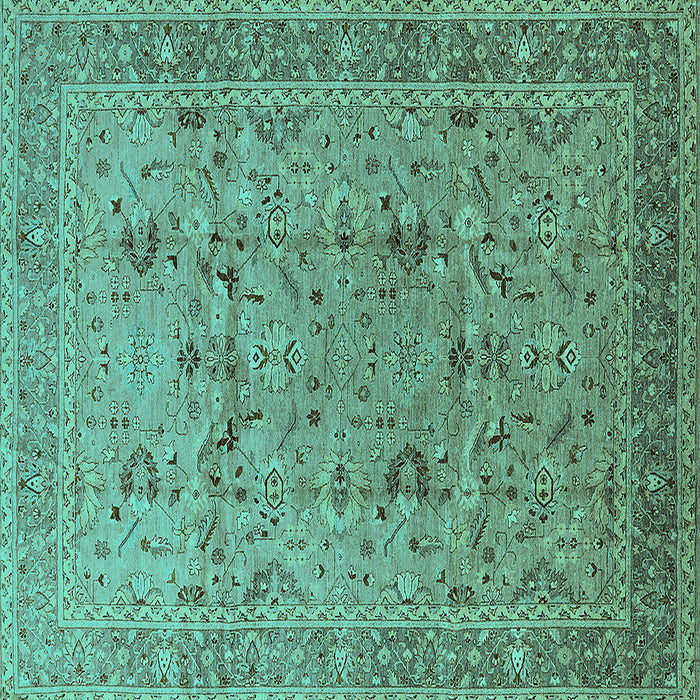 Square Oriental Turquoise Traditional Rug, urb870turq