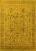 Machine Washable Oriental Yellow Traditional Rug, wshurb870yw