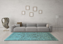 Machine Washable Oriental Light Blue Traditional Rug in a Living Room, wshurb870lblu
