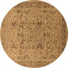 Round Oriental Brown Traditional Rug, urb870brn
