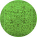 Round Oriental Green Traditional Rug, urb870grn